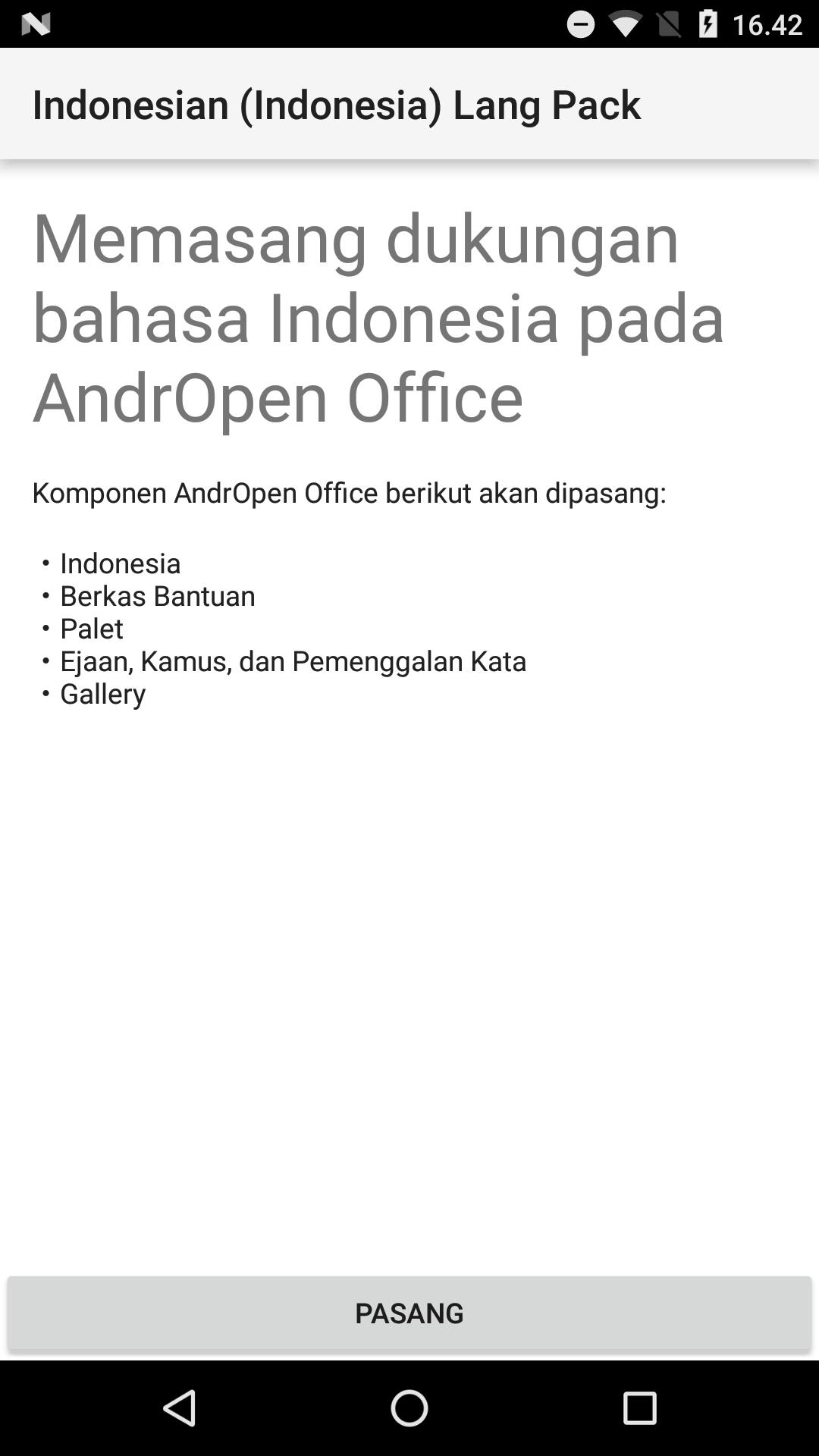 Indonesian(Indonesia)Lang Pack for AndrOpen Office