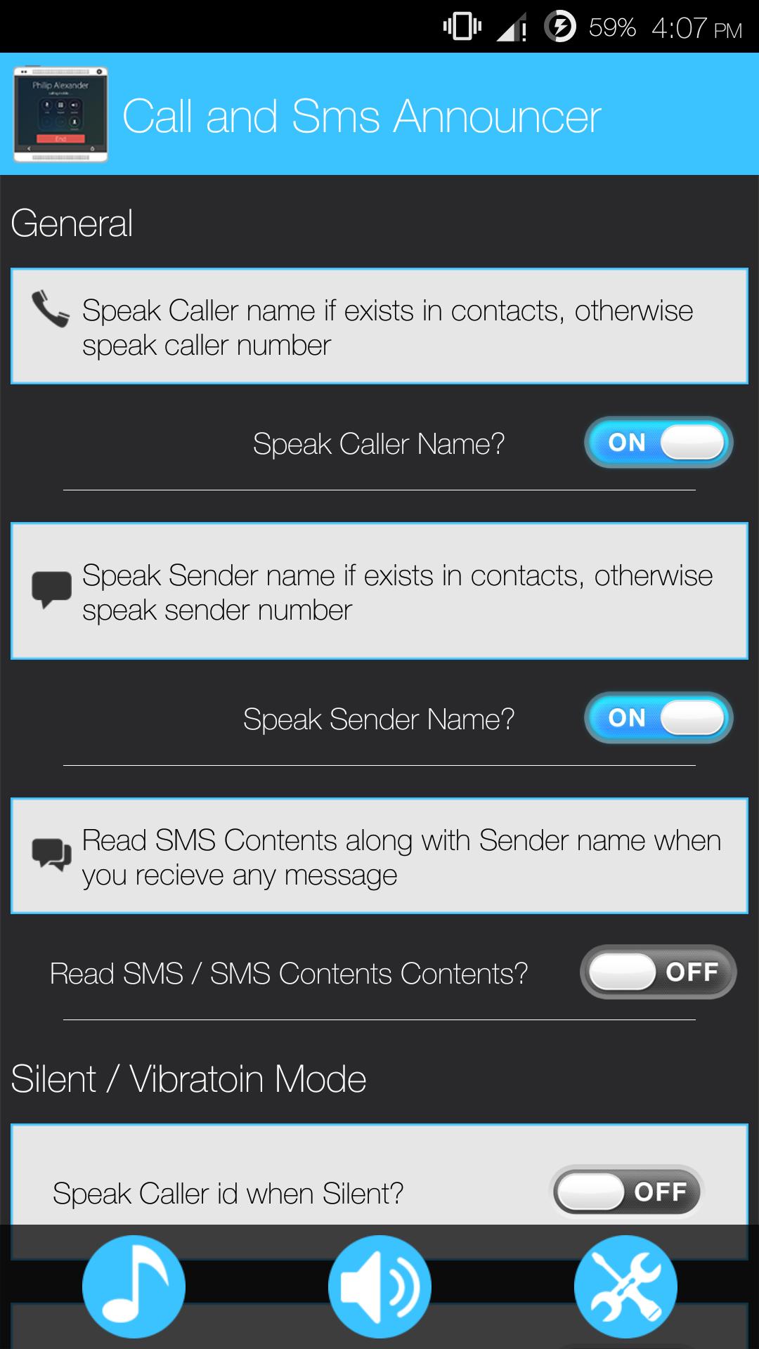 Call & SMS Announcer & Rington