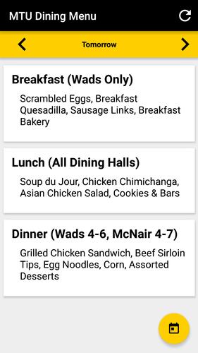 MTU Dining Menu