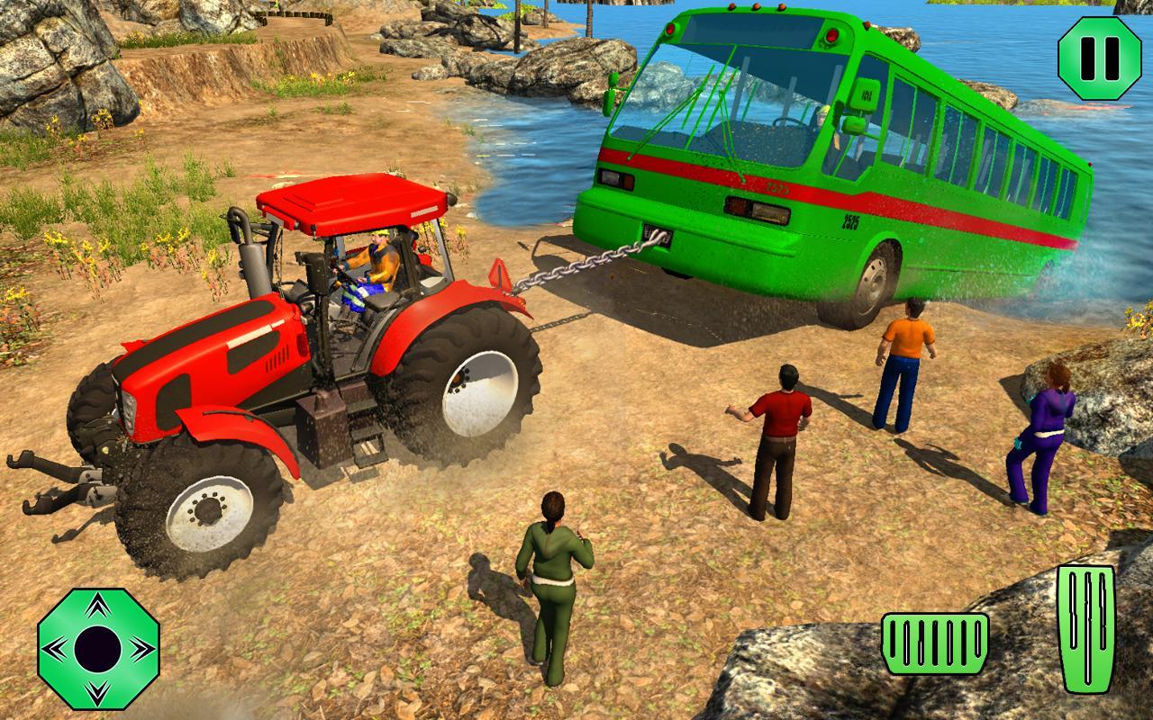 Chained Tractor Towing Rescue